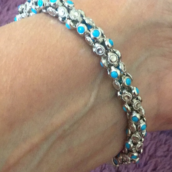 NEW Vintage Bold Solid Sterling Robbins Egg Blue Turquoise Bracelet - Picture 6 of 16
